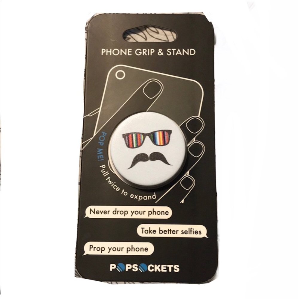 PopSockets Mustache PopSocket White Black One Size